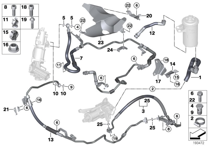 Hydro steering-oil pipes