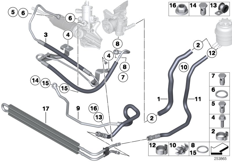 Hydro steering-oil pipes