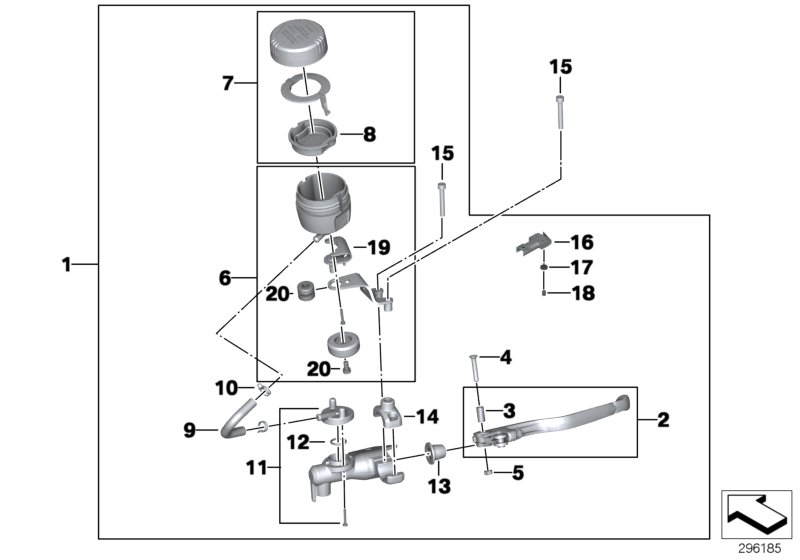 Handbrake fitting, handlebar locking M5