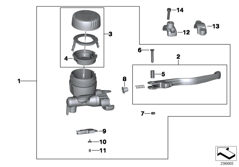 Handbrake fitting, handlebar locking M6