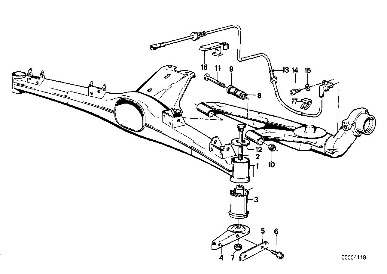 REAR AXLE SUPPORT/WHEEL SUSPENSION