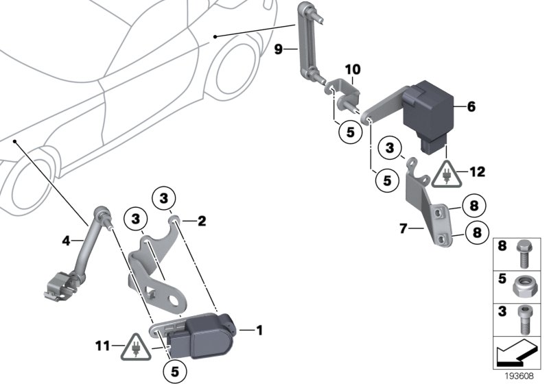 Headlight vertical aim control sensor
