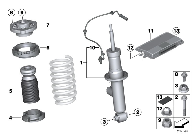 Spring strut, rear / VDC / ECU