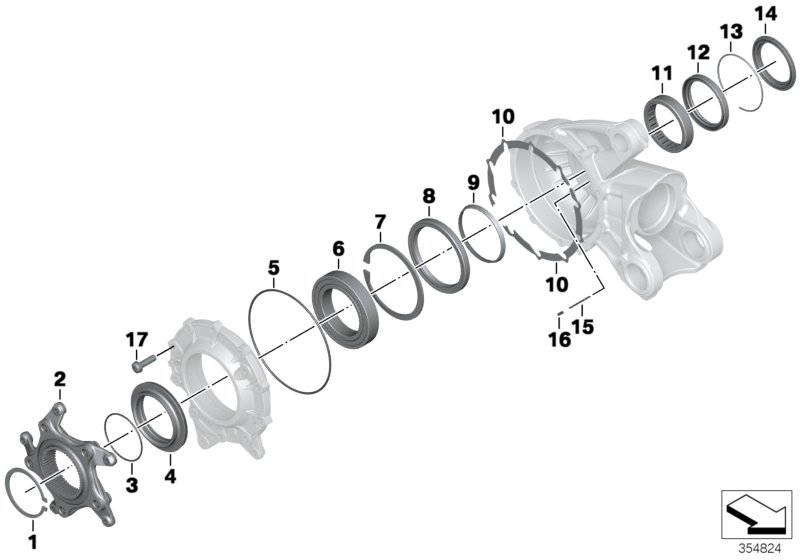Bearing, crown wheel
