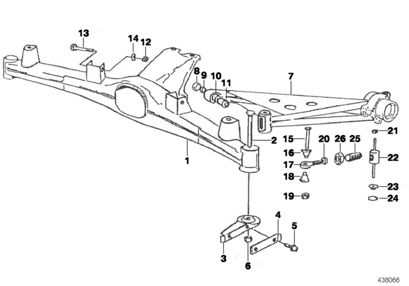 Rear axle support/wheel suspension