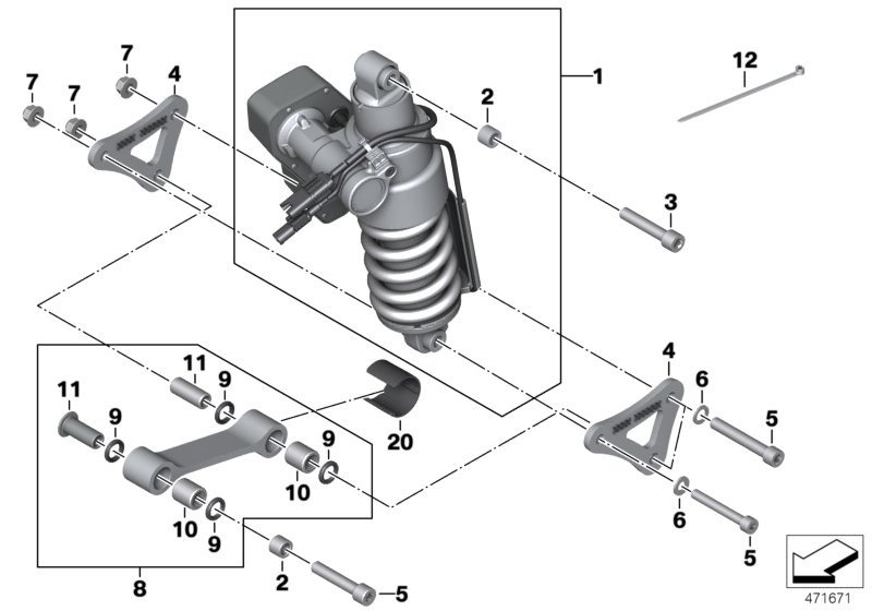Spring strut, ESA, rear