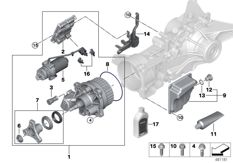 Rear axle differ.sep.comp.hang on clutch