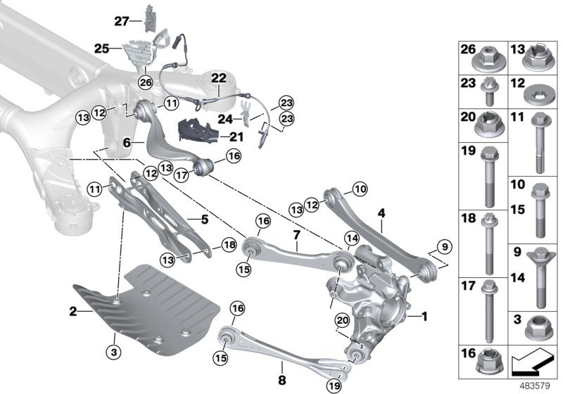 Rear axle support/wheel suspension