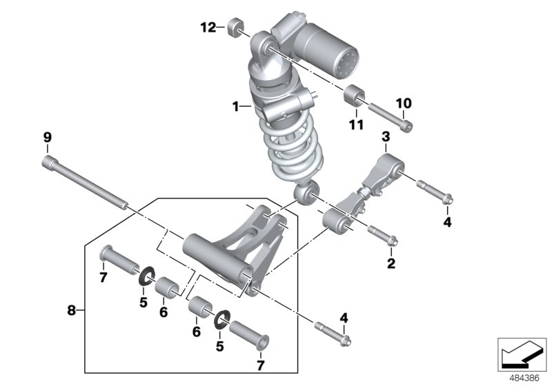 Rear spring strut mounting parts