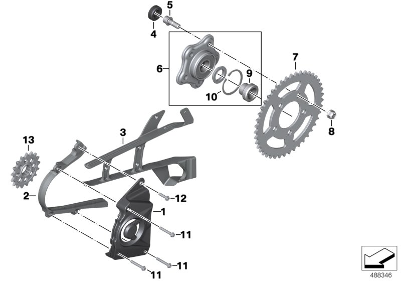 Mounting parts, traction drive