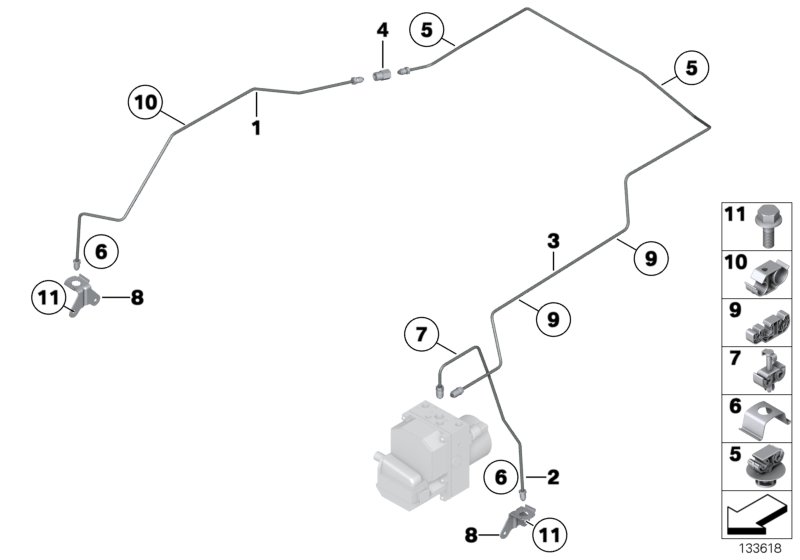 Set of brake pipes, front