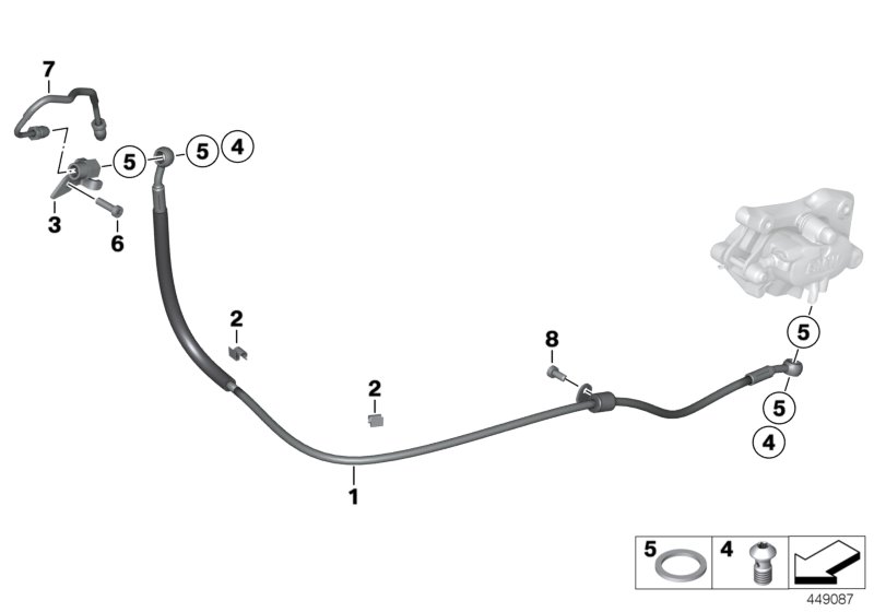 Brake line, rear, without ABS