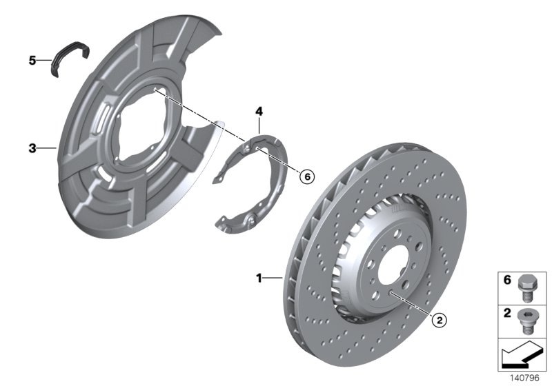 Rear wheel brake disc, perforated