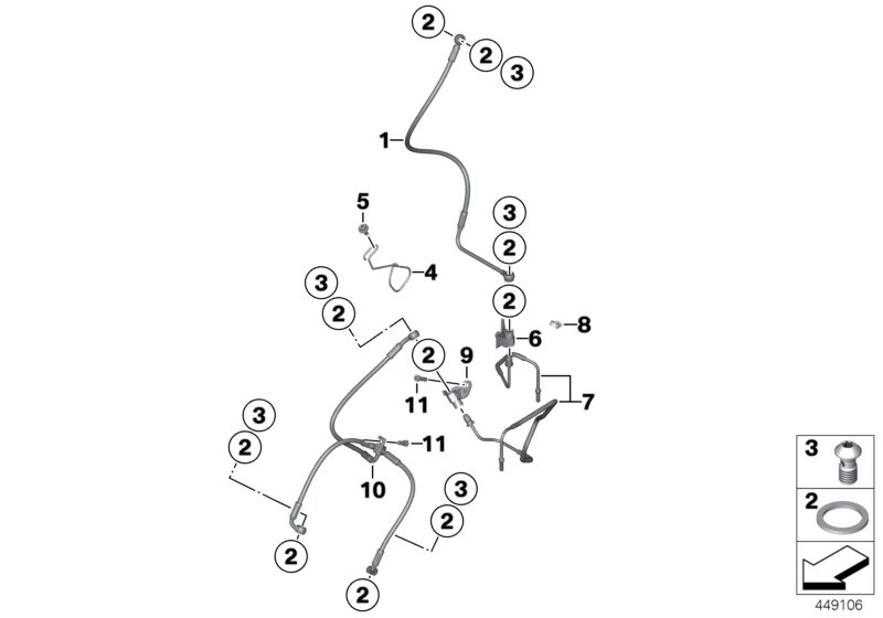 Brake line, front, I-ABS, Generation 2