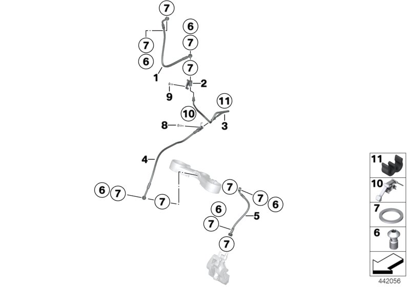 Brake pipe, front, without ABS