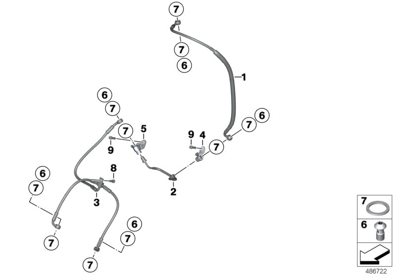 Brake pipe, front, without ABS