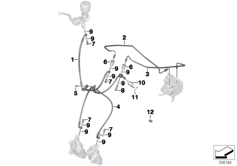 Brake pipe front ABS