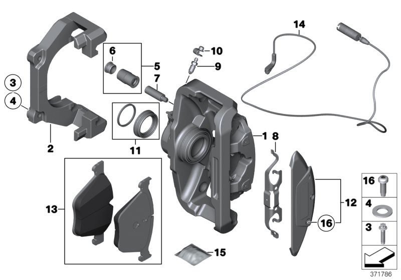 Front wheel brake, brake pad sensor