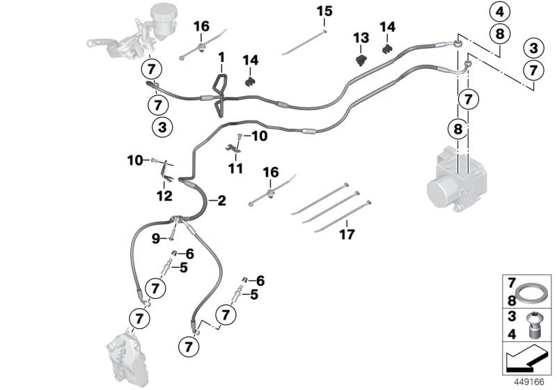 Brake line, sport ABS, front