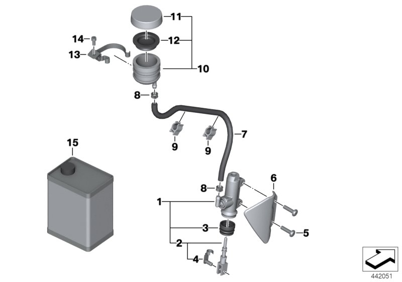 Rear brake master cylinder w container