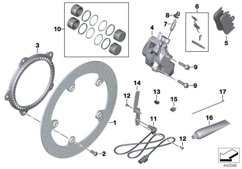 Front brake, retrofit, rivet kit