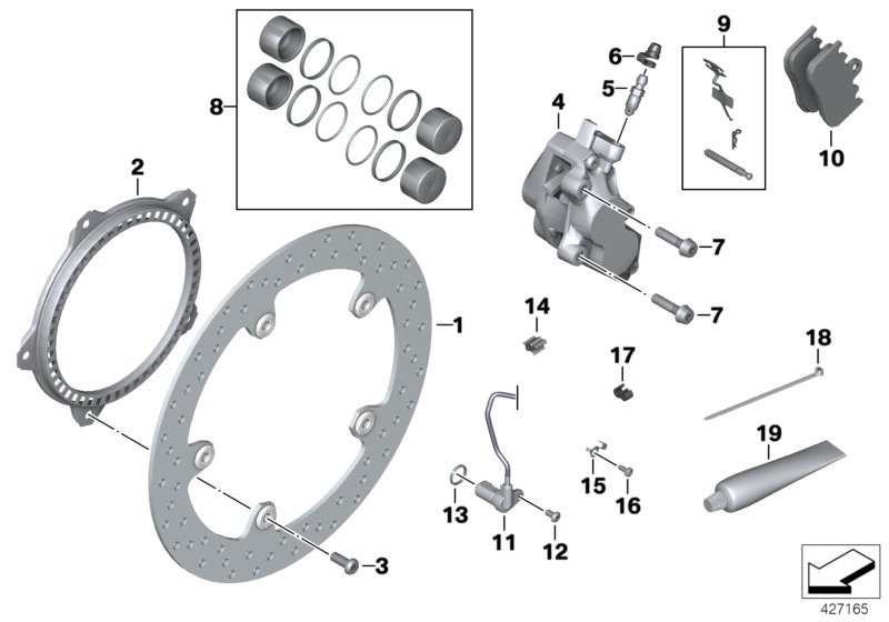 Front brake, retrofit, rivet kit