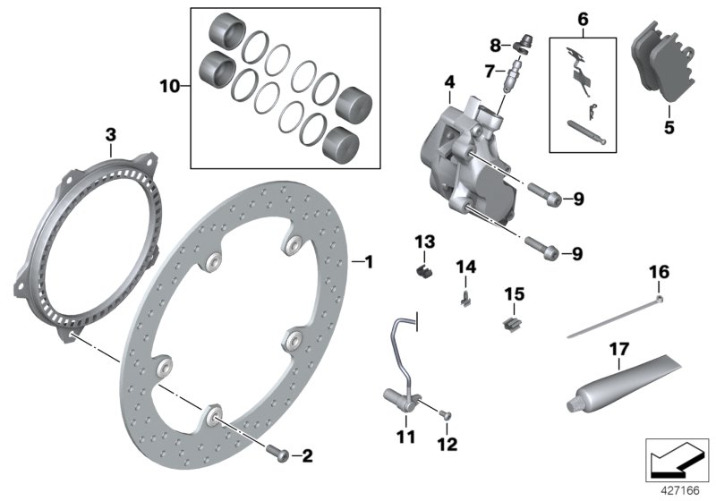 Front brake,standard solution,rivet pack