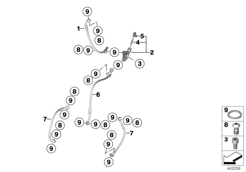 Brake pipe, front, without ABS