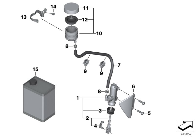 Rear brake master cylinder w container