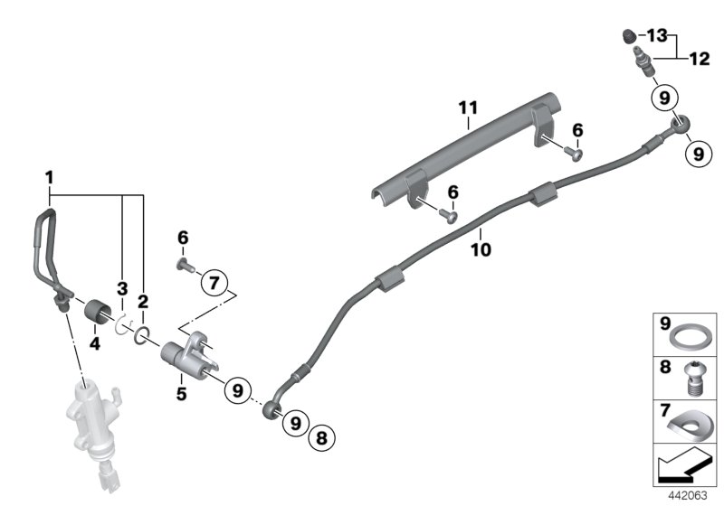 Brake line, rear, without ABS