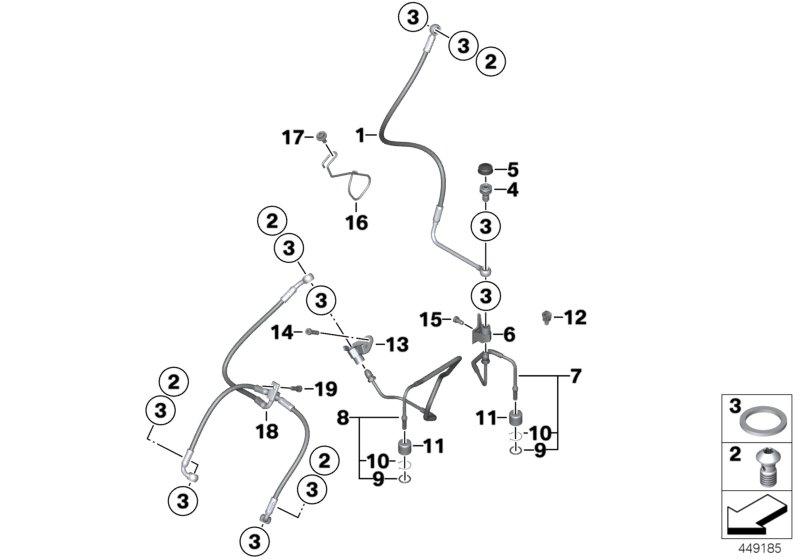 Brake line, front, I-ABS, Generation 1