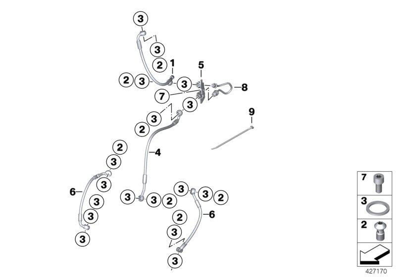Brake pipe, front, without ABS
