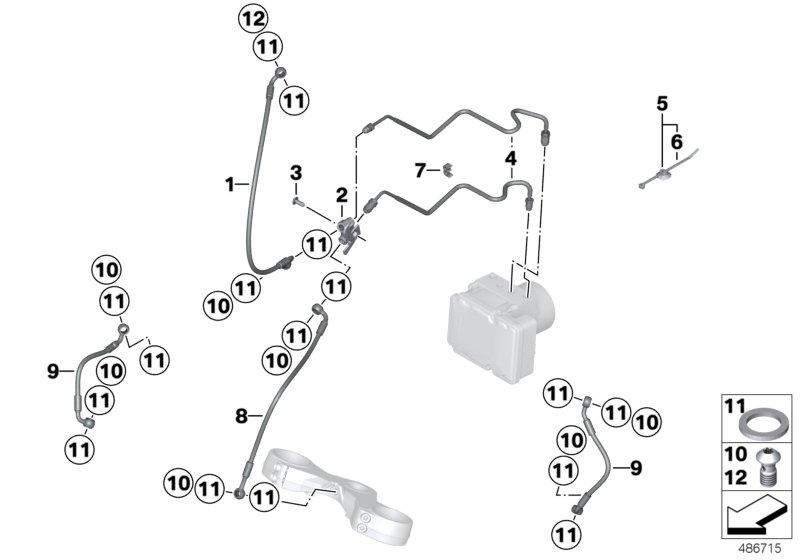Brake line, front, I-ABS, Generation 2