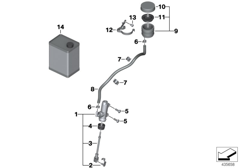 Rear brake master cylinder w container