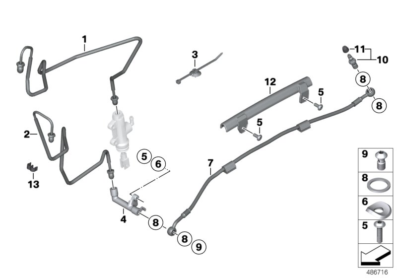 Brake line, rear, I-ABS, Generation 2