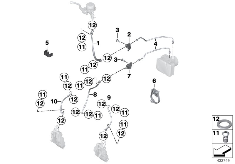 Brake pipe front ABS