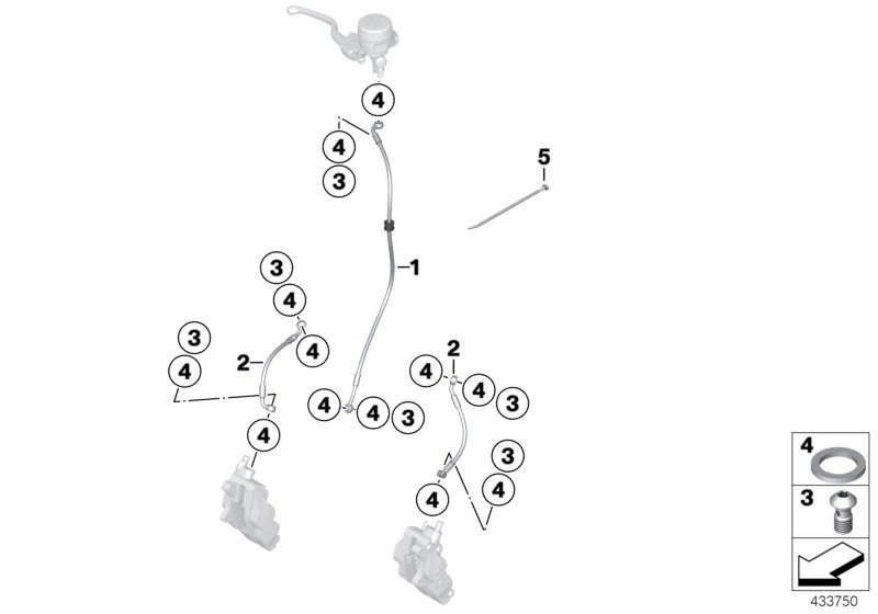 Brake pipe, front, without ABS
