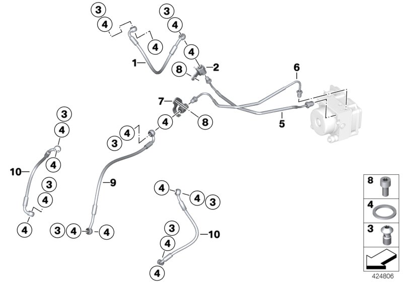 Brake pipe front ABS