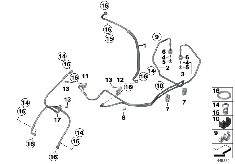 Brake line, front, I-ABS, Generation 1