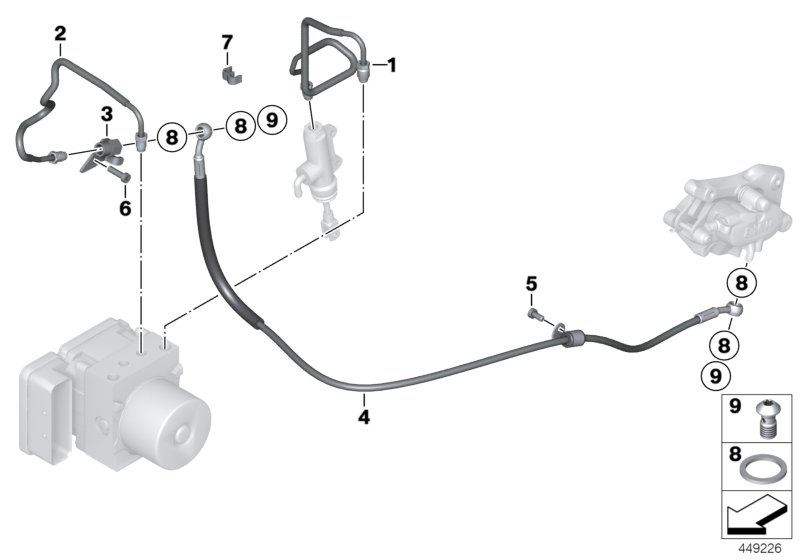 Brake line, rear, I-ABS, Generation 2
