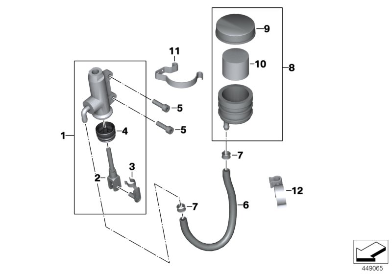Rear brake master cylinder w container