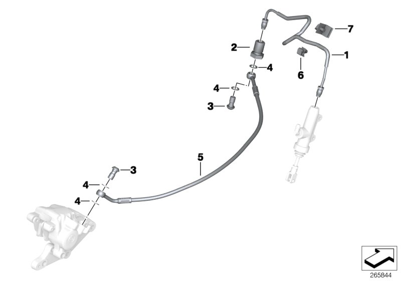 Brake line, rear, without ABS