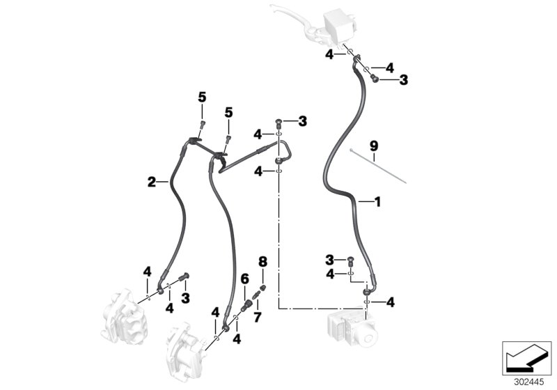 Brake pipe front ABS