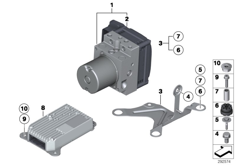 Hydro unit DSC/control unit/fastening