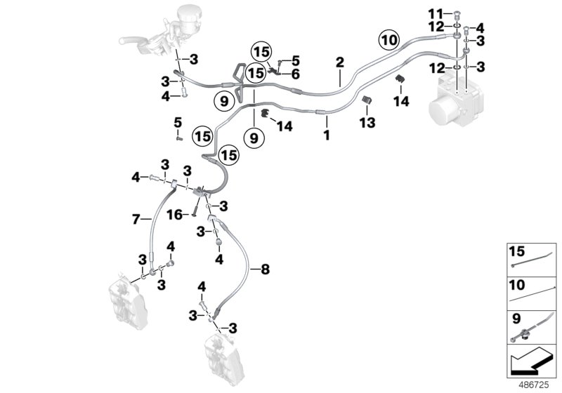 Brake pipe front ABS