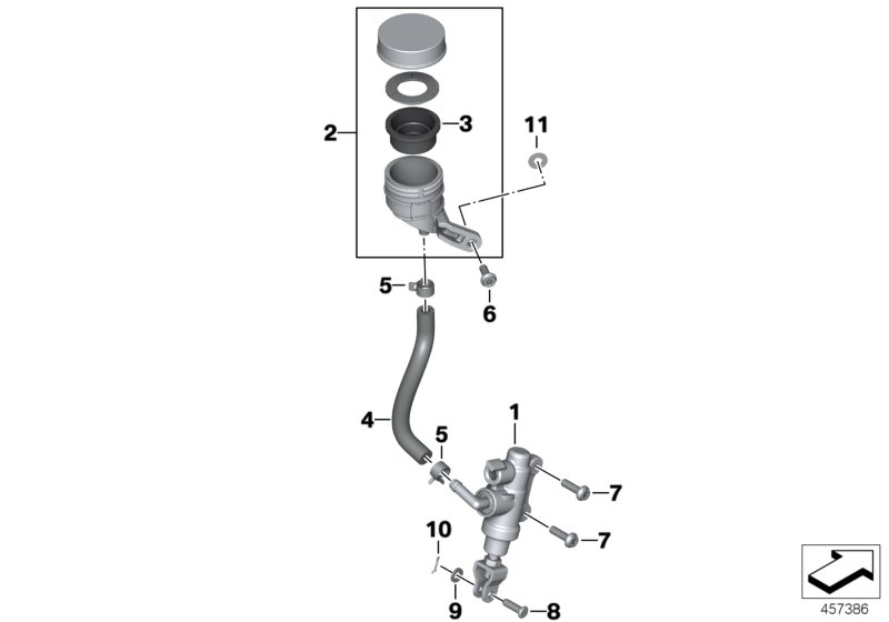 Rear brake master cylinder w container