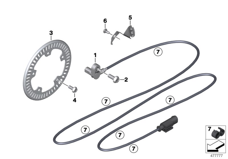 Wheel speed sensor, front