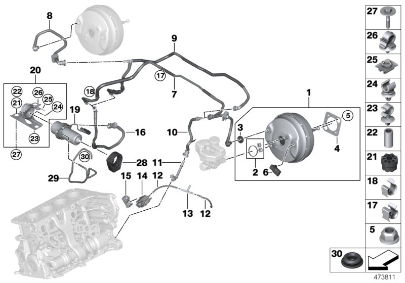 Vacuum pump for brake servo unit