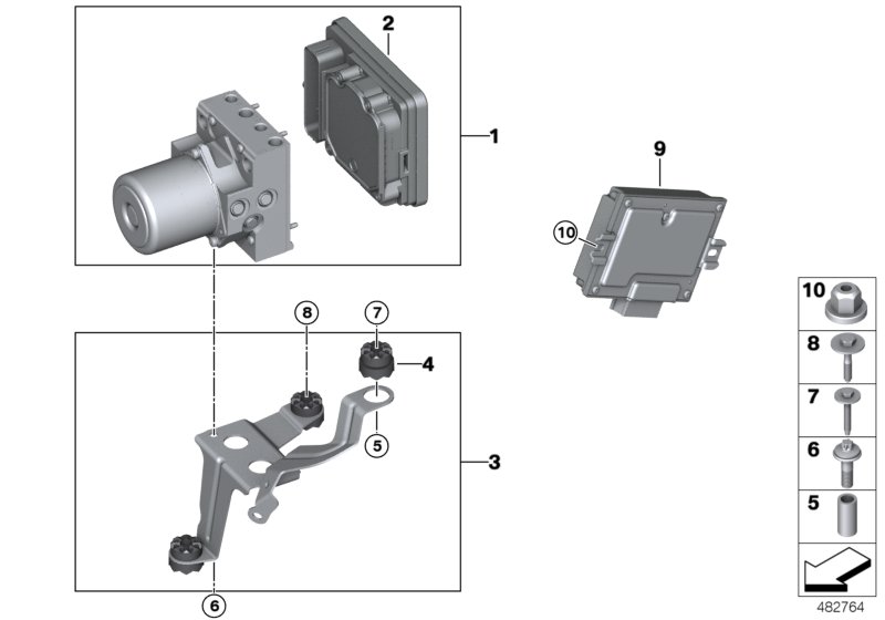 Hydro unit DSC/control unit/fastening