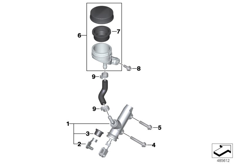 Foot, brake master cylinder